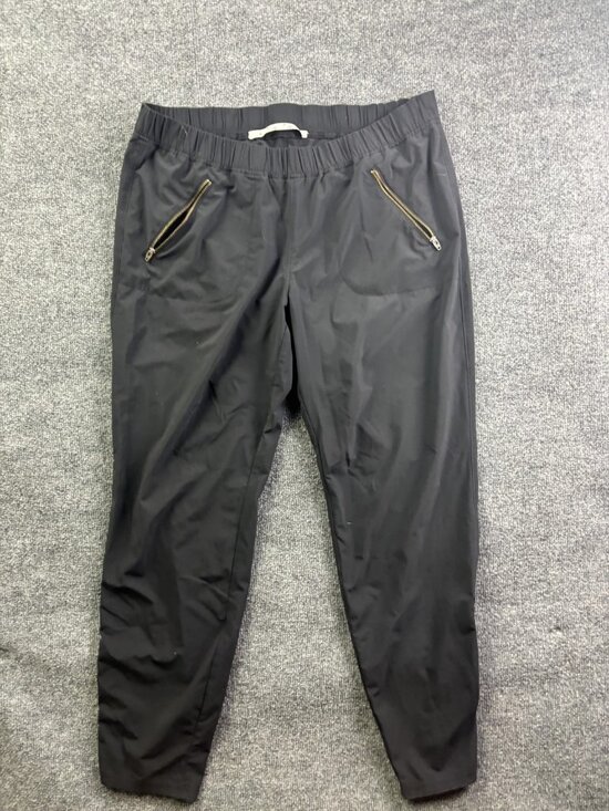 Athleta Pants - Athleta Jogger Pants Womens L Black Woven Elastic Waist Zip Pockets Stretch